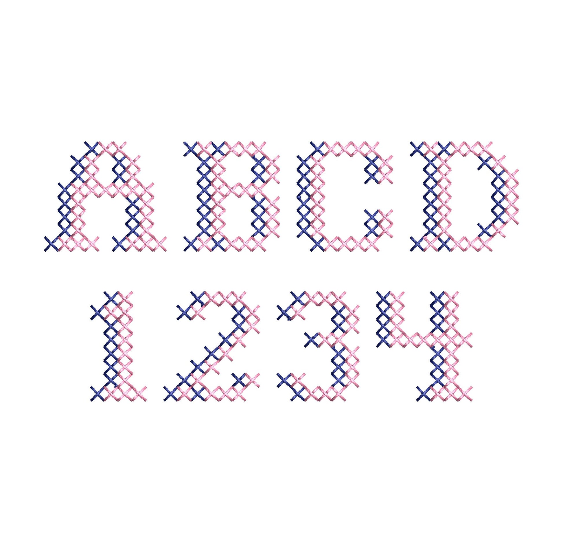 Cute Cross Stitch Shadow Font machine embroidery designs Alphabet Monogram