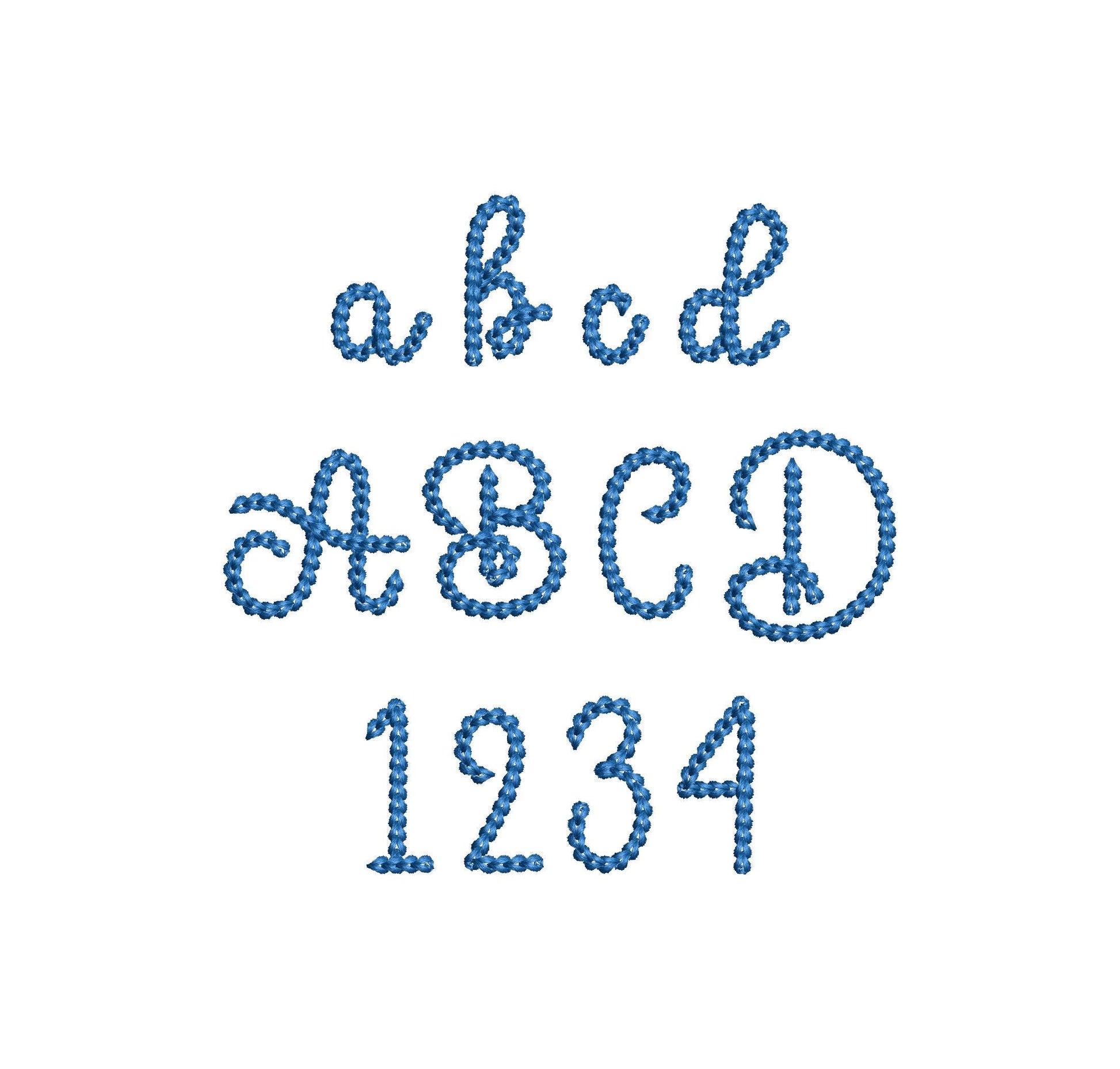 Tiny mini Chain FONT Monkey machine embroidery designs kids baby name handwritten script alphabet