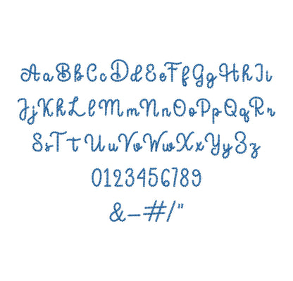 Tiny mini Chain FONT Monkey machine embroidery designs kids baby name handwritten script alphabet