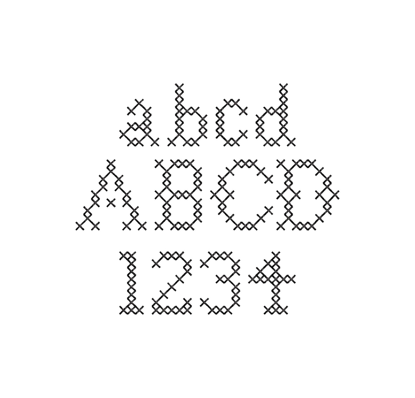 Cross Stitch FONT Cristella machine embroidery designs Alphabet Monogram letters numbers classy Block Font mini sizes 0.7 up to 1.4 inch