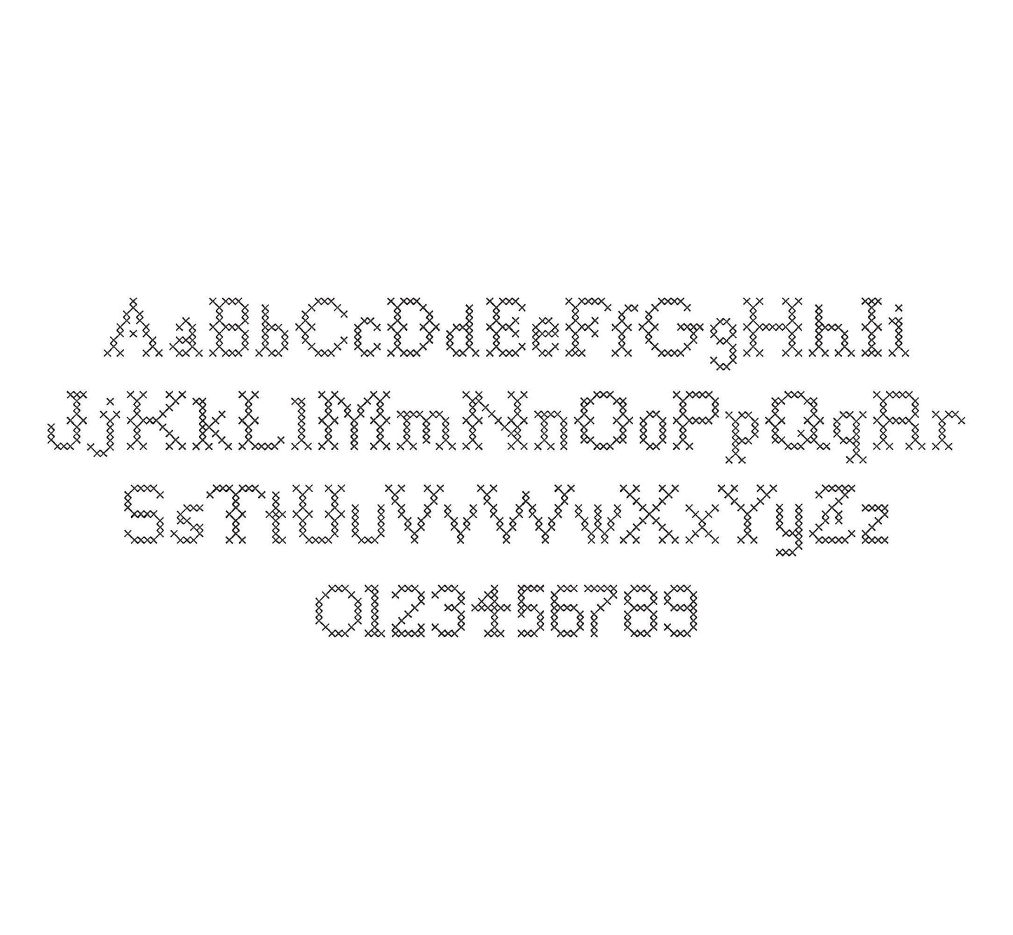 Cross Stitch FONT Cristella machine embroidery designs Alphabet Monogram letters numbers classy Block Font mini sizes 0.7 up to 1.4 inch