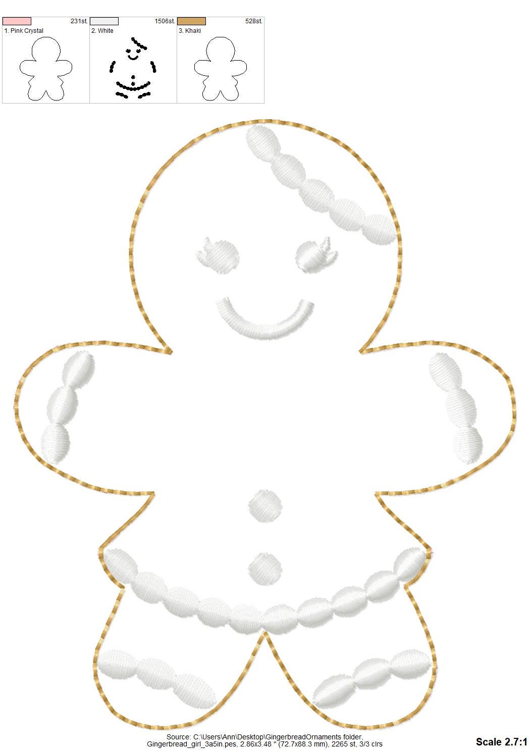 Gingerbread Man Girl SET of 2 types feltie and Mini FONT Christmas Ginger Cookie Ornament