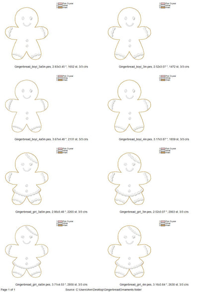 Gingerbread Man Girl SET of 2 types feltie and Mini FONT Christmas Ginger Cookie Ornament