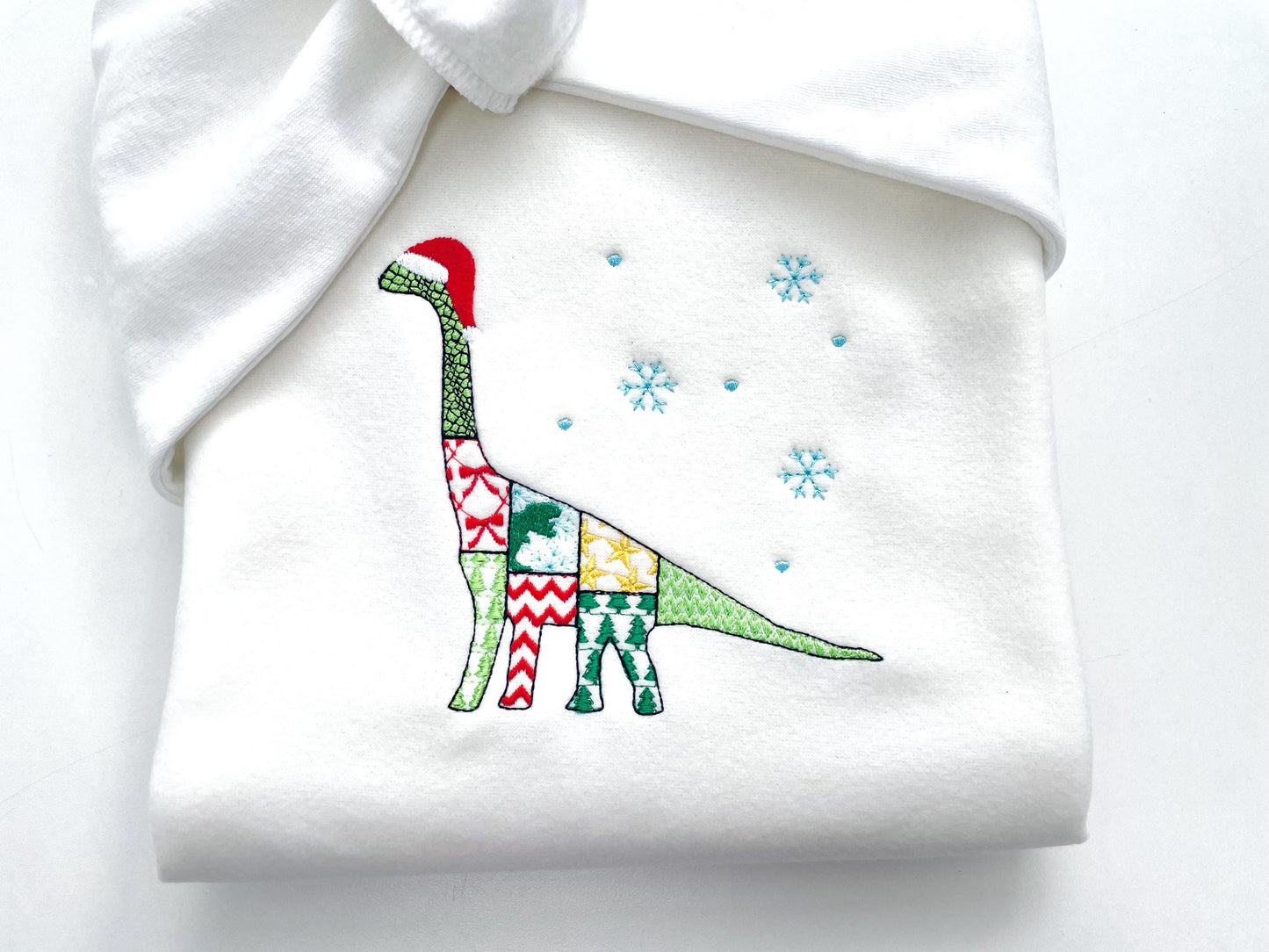Christmas Brachiosaurus Stego Patchwork patterned Jurassic Dinosaur silhouette outline kids machine embroidery