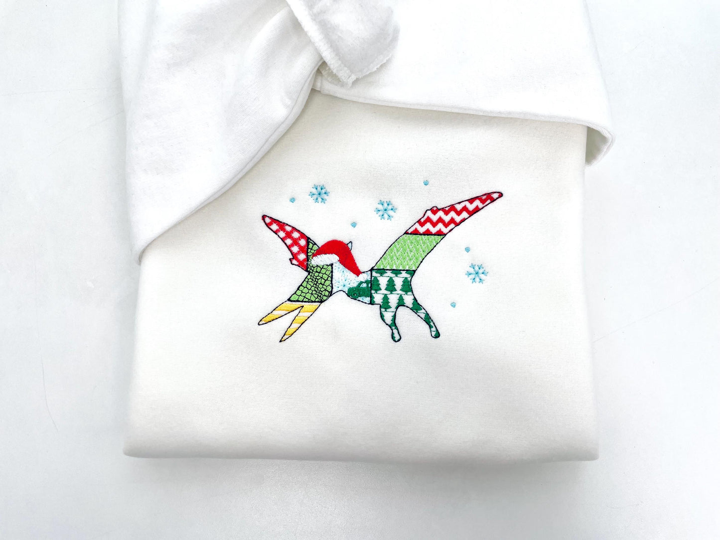 Christmas Pterodactyl Blaze Patchwork patterned Jurassic Dinosaur silhouette outline kids boys machine embroidery design