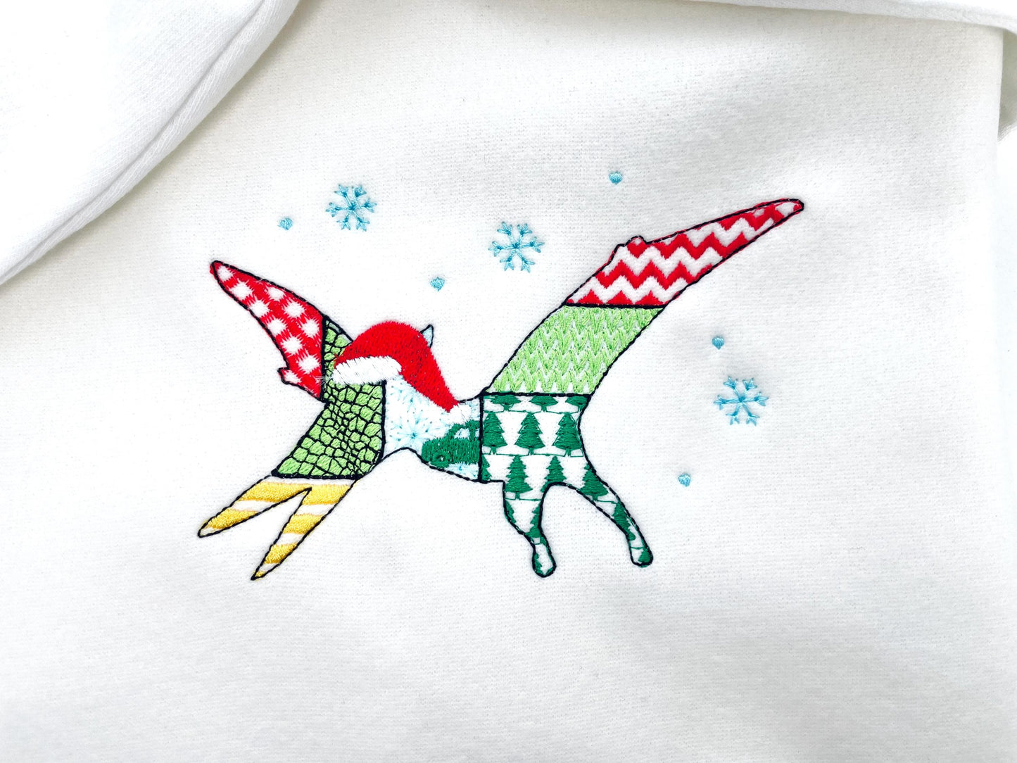 Christmas Pterodactyl Blaze Patchwork patterned Jurassic Dinosaur silhouette outline kids boys machine embroidery design