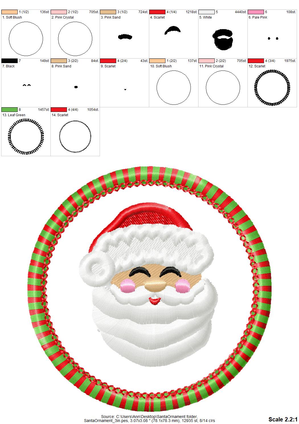 Candy satin edge with Green Red thread Fringed Santa Claus Circle Christmas ornaments decoration design