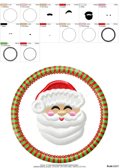 Candy satin edge with Green Red thread Fringed Santa Claus Circle Christmas ornaments decoration design