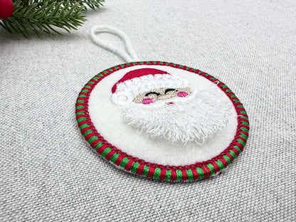 Candy satin edge with Green Red thread Fringed Santa Claus Circle Christmas ornaments decoration design