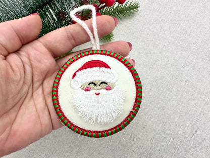 Candy satin edge with Green Red thread Fringed Santa Claus Circle Christmas ornaments decoration design