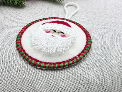 Candy satin edge with Green Red thread Fringed Santa Claus Circle Christmas ornaments decoration design