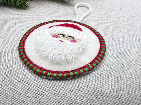 Candy satin edge with Green Red thread Fringed Santa Claus Circle Christmas ornaments decoration design