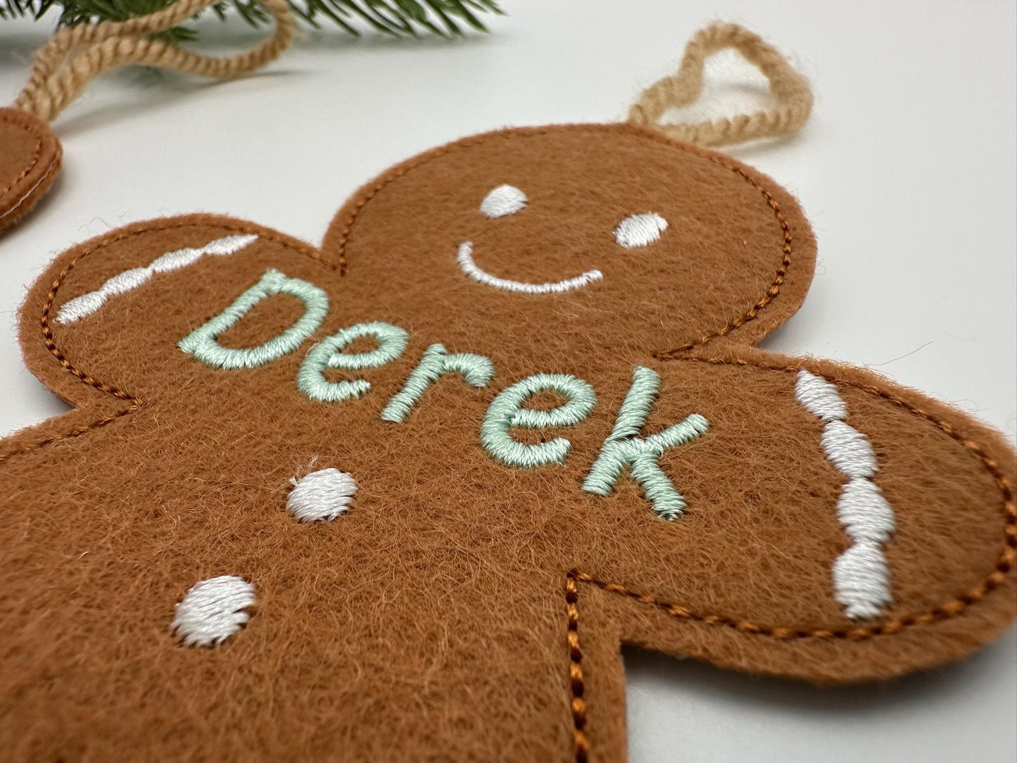 Gingerbread Man Girl SET of 2 types feltie and Mini FONT Christmas Ginger Cookie Ornament