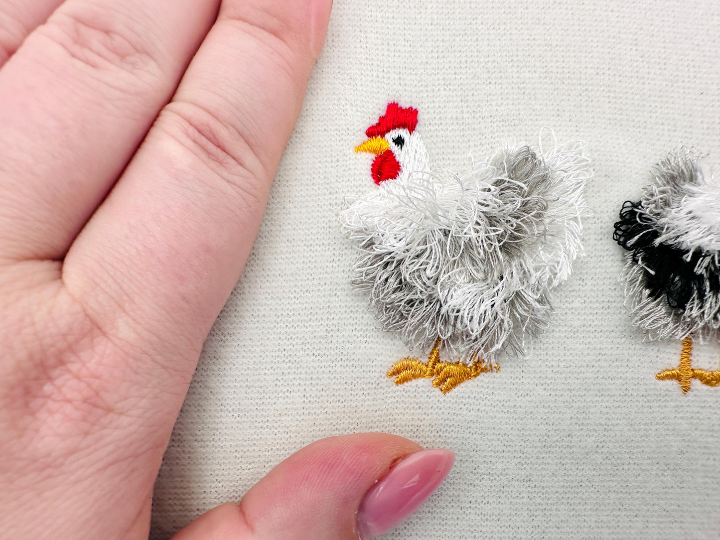 Mini Chicken Fringed Fluffy Chenille Farm Bird Machine Embroidery Designs Fringe Fur Chickens Design
