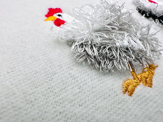 Mini Chicken Fringed Fluffy Chenille Farm Bird Machine Embroidery Designs Fringe Fur Chickens Design