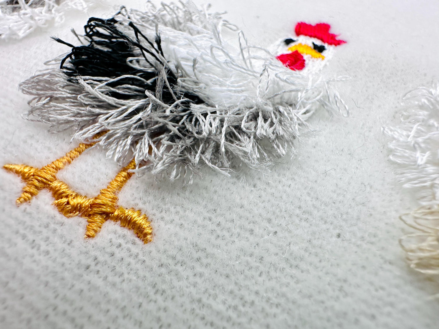 Mini Chicken Fringed Fluffy Chenille Farm Bird Machine Embroidery Design
