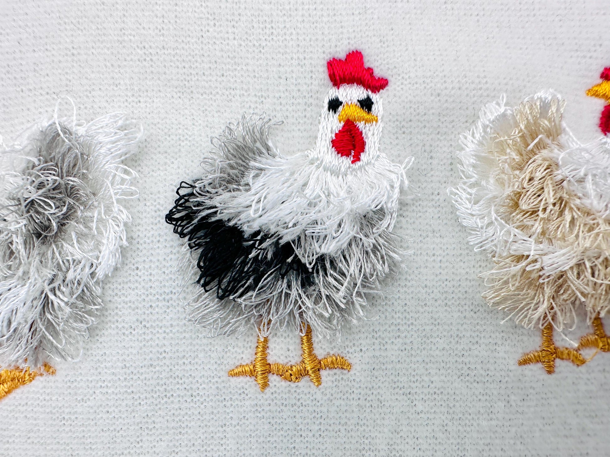 Mini Chicken Fringed Fluffy Chenille Farm Bird Machine Embroidery Design