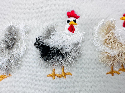 Mini Chicken Fringed Fluffy Chenille Farm Bird Machine Embroidery Design