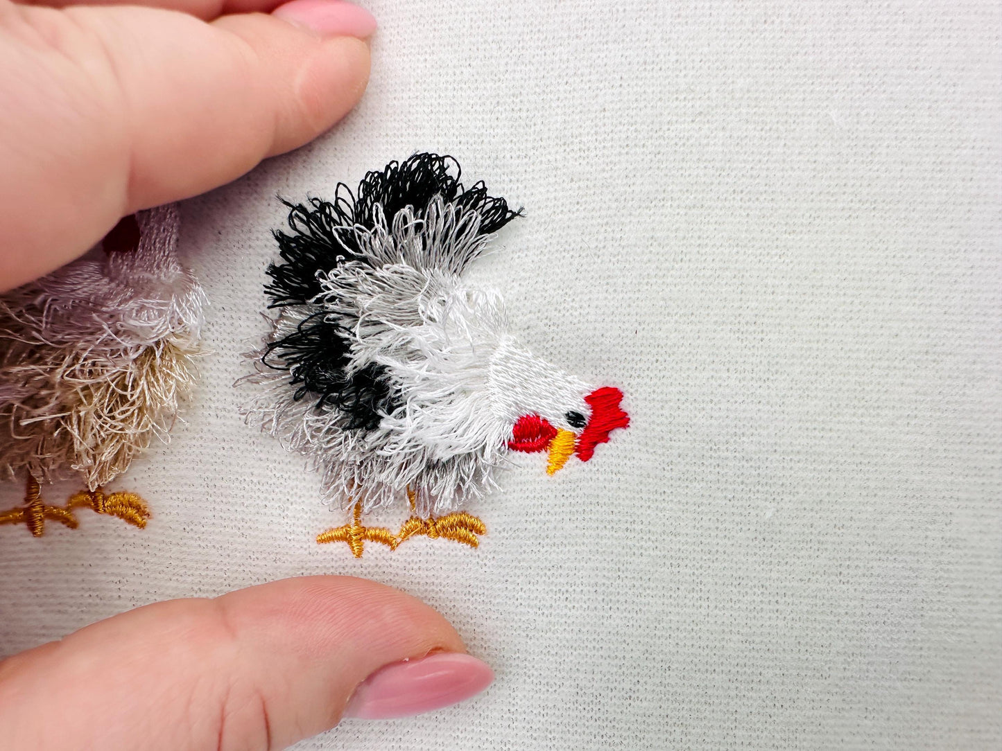 Mini Chicken Fringed Fluffy Chenille Farm Bird Machine Embroidery Designs Fringe Fur Chickens Design Mini Sizes 2 and 3 Inch Cute Add-on 1 - Etsy