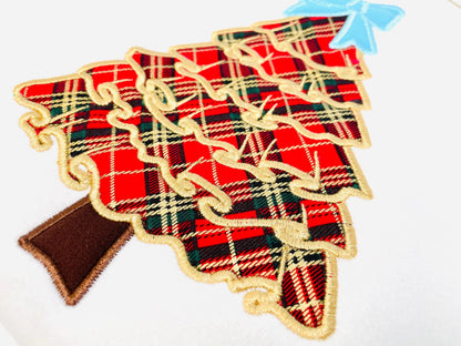 Ruffle Christmas Tree with Bow Applique machine embroidery design