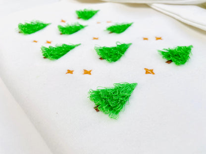 MINI Fringed Fluffy Christmas Tree SET of 4 Machine Embroidery Design