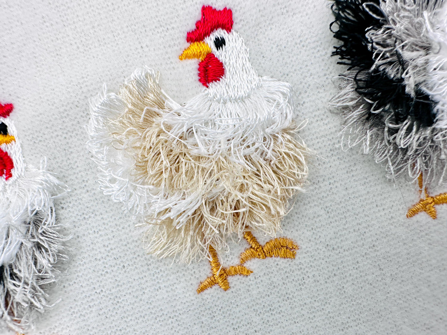 Mini Chicken Fringed Fluffy Chenille Farm Bird Machine Embroidery Designs