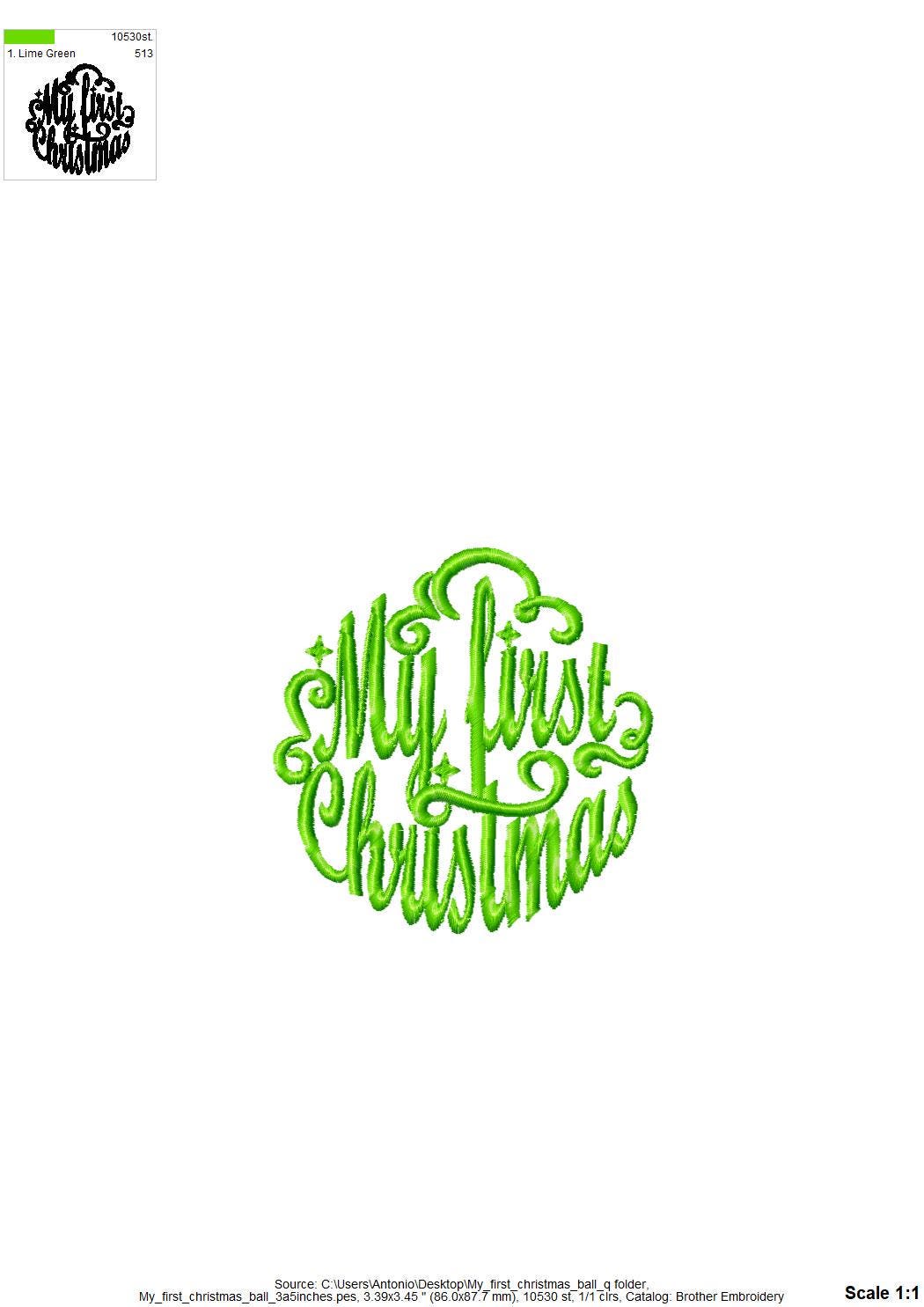 My first Christmas Ball Ornament – Christmas embroidery design by Artapli