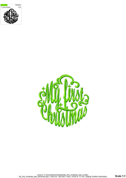 My first Christmas Ball Ornament – Christmas embroidery design by Artapli