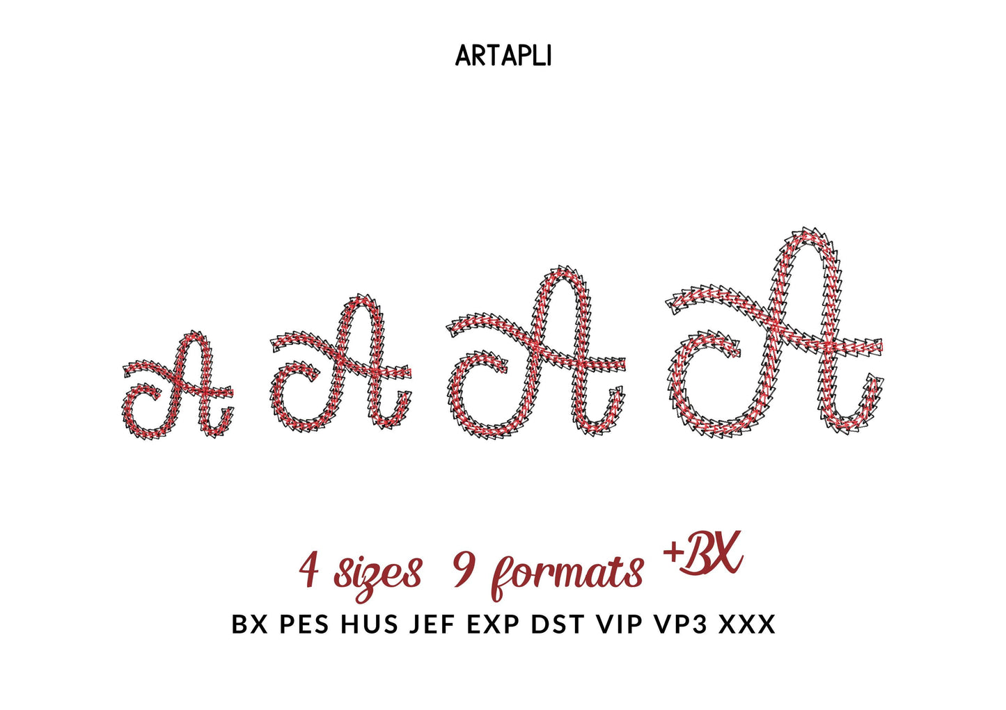 Light Stitch 2 Color Twin Chain Font – Monogram machine embroidery design by Artapli