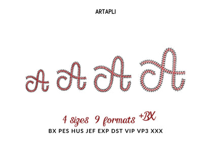 Light Stitch 2 Color Twin Chain Font – Monogram machine embroidery design by Artapli
