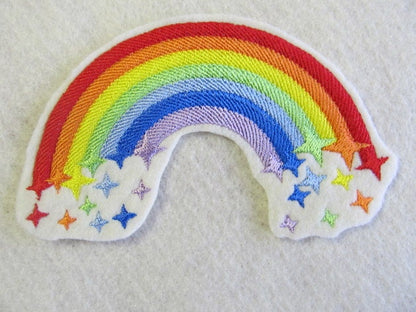 Cute Rainbows set of two, Rainbow with falling stars and rainbow with falling hearts machine embroidery designs