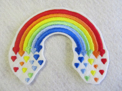 Cute Rainbows set of two, Rainbow with falling stars and rainbow with falling hearts machine embroidery designs