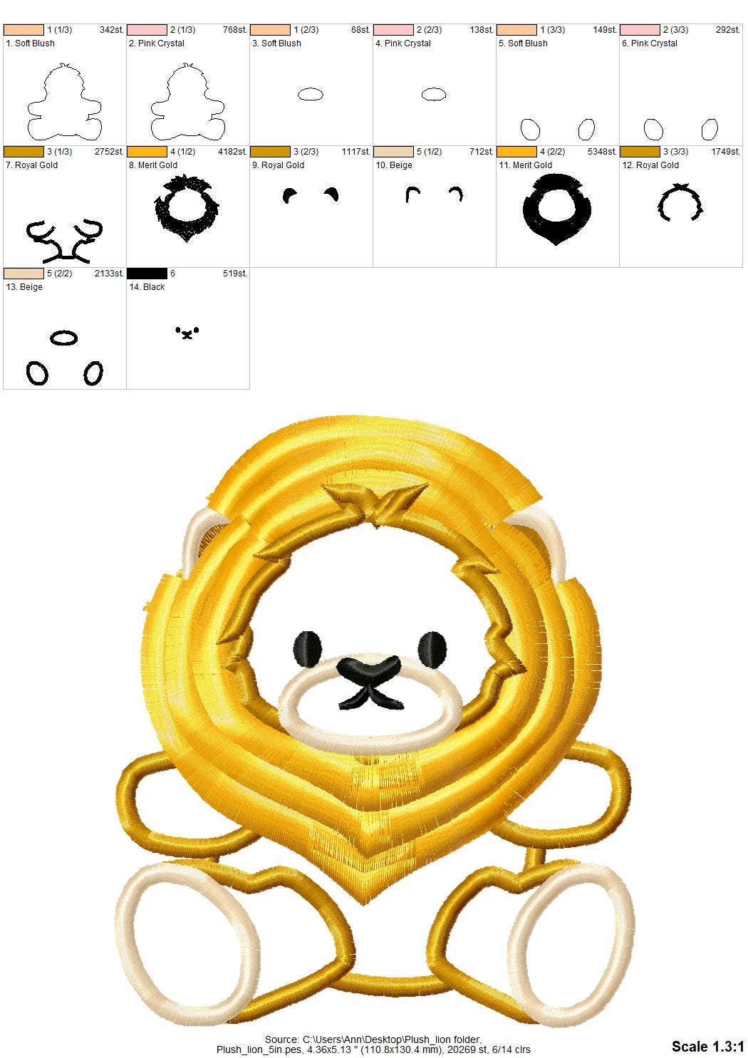 Fringed Fluffy Lion Applique