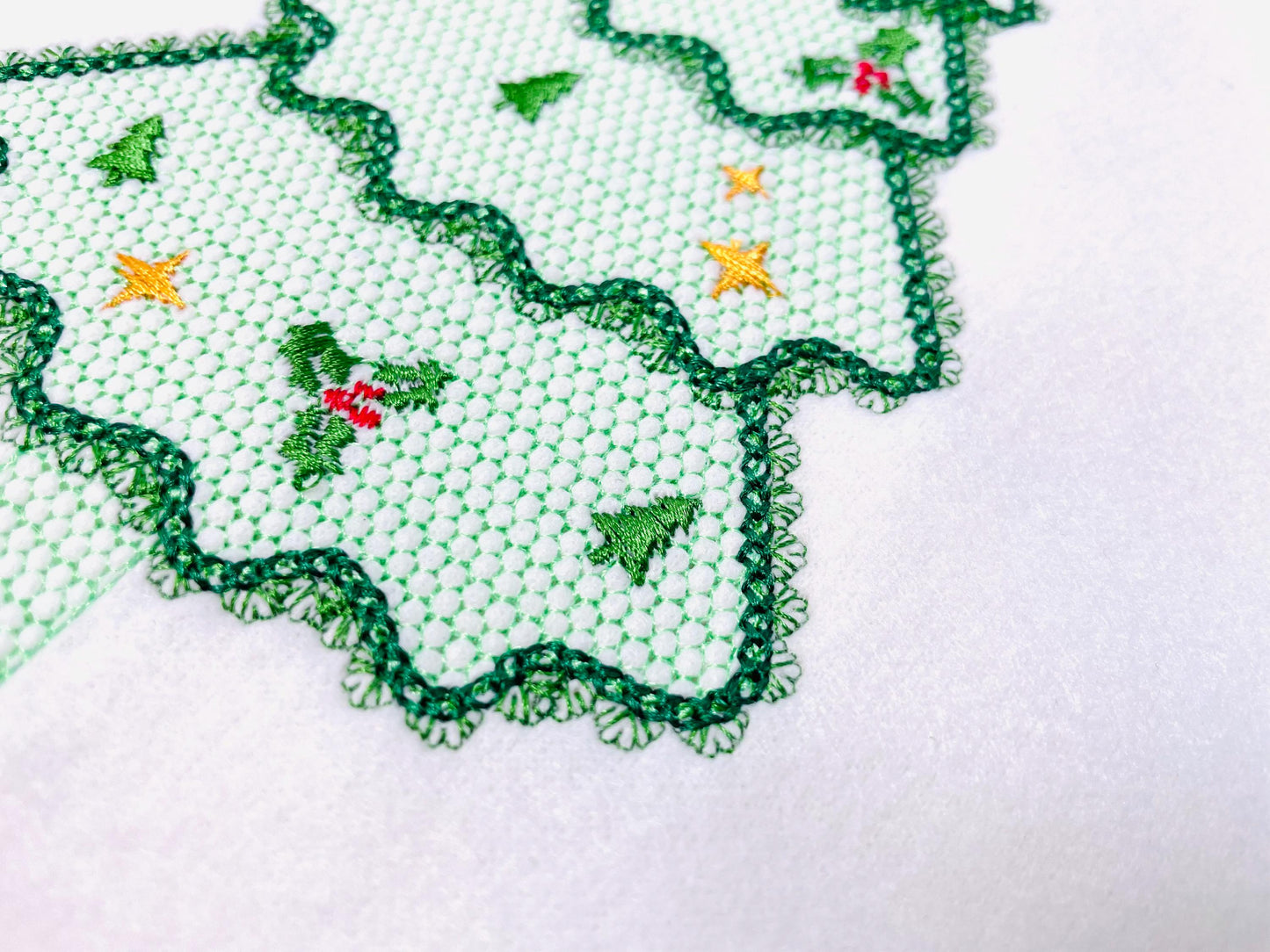 Floral Christmas Tree lace effect and awesome lace edge machine embroidery designs for hoop 5x7 6x10 8x8 sweet home decoration