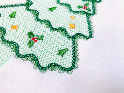 Floral Christmas Tree lace effect and awesome lace edge machine embroidery designs for hoop 5x7 6x10 8x8 sweet home decoration