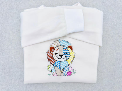 Cute little Patchwork Lion awesome patterned outline animal machine embroidery designs light stitch baby girls boys