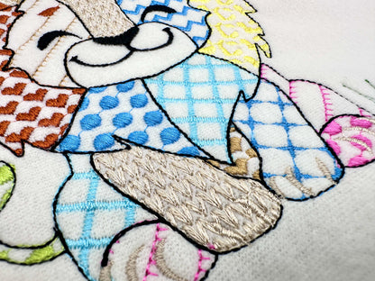 Cute little Patchwork Lion awesome patterned outline animal machine embroidery designs light stitch baby girls boys