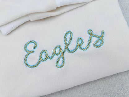 Two Color Chain FONT Buckeye light chain stitch outline handwritten Alphabet Monogram machine embroidery designs BX