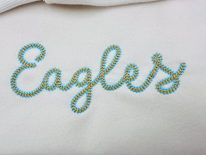 Two Color Chain FONT Buckeye light chain stitch outline handwritten Alphabet Monogram machine embroidery designs BX