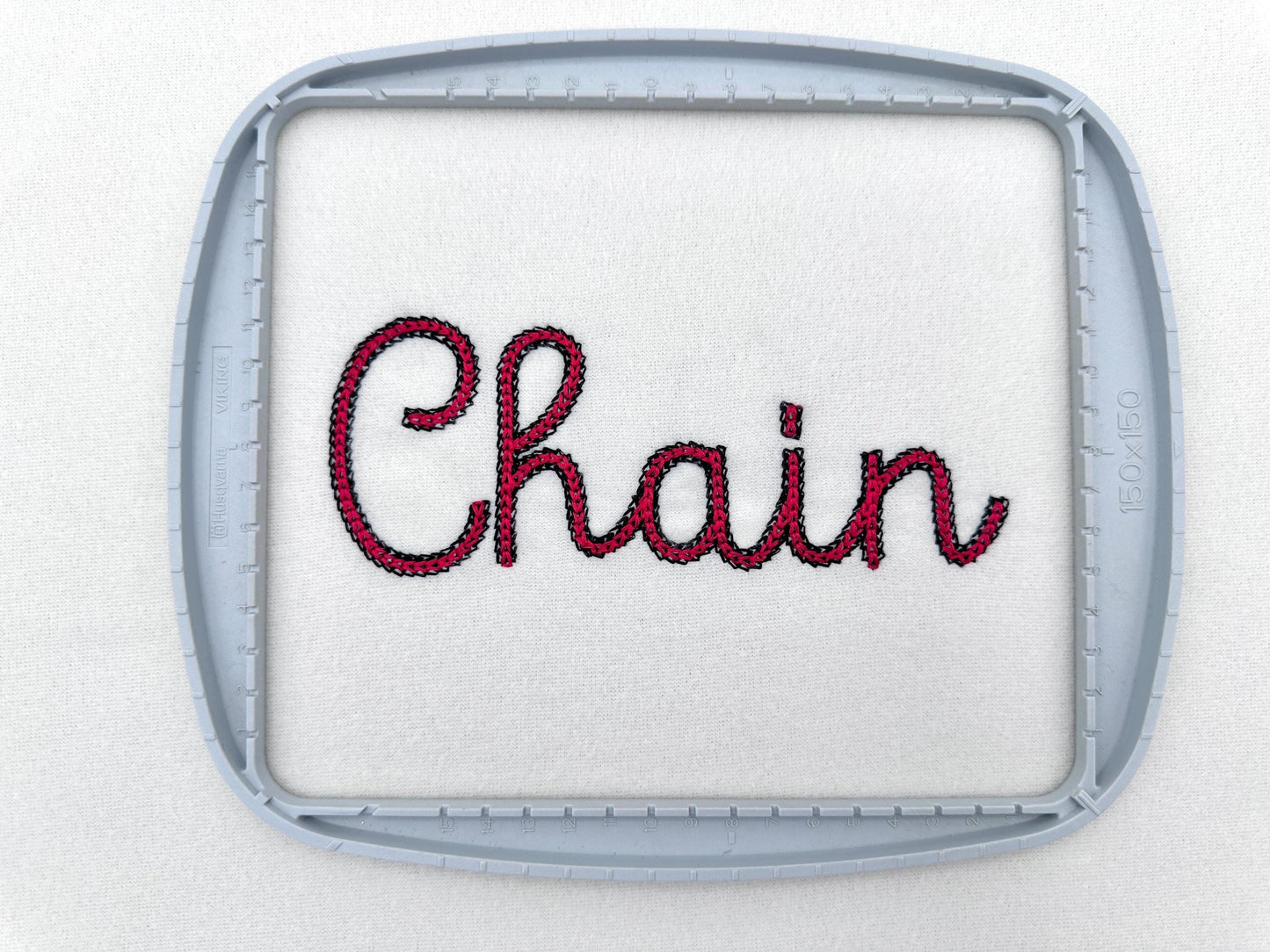 Light Stitch 2 Color Twin Chain Font – Handwriting machine embroidery pattern by Artapli