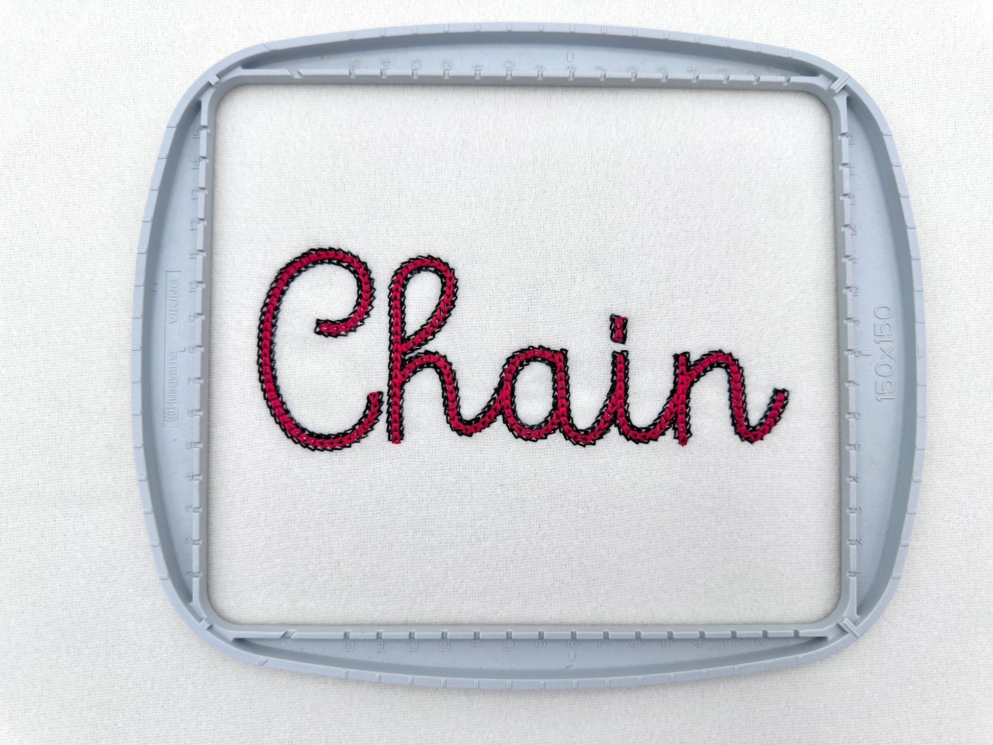Light Stitch 2 Color Twin Chain Font – Handwriting machine embroidery pattern by Artapli