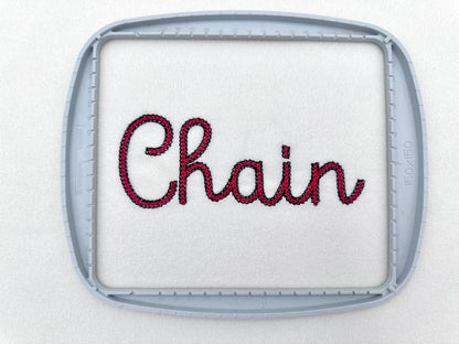 Light Stitch 2 Color Twin Chain Font – Handwriting machine embroidery pattern by Artapli