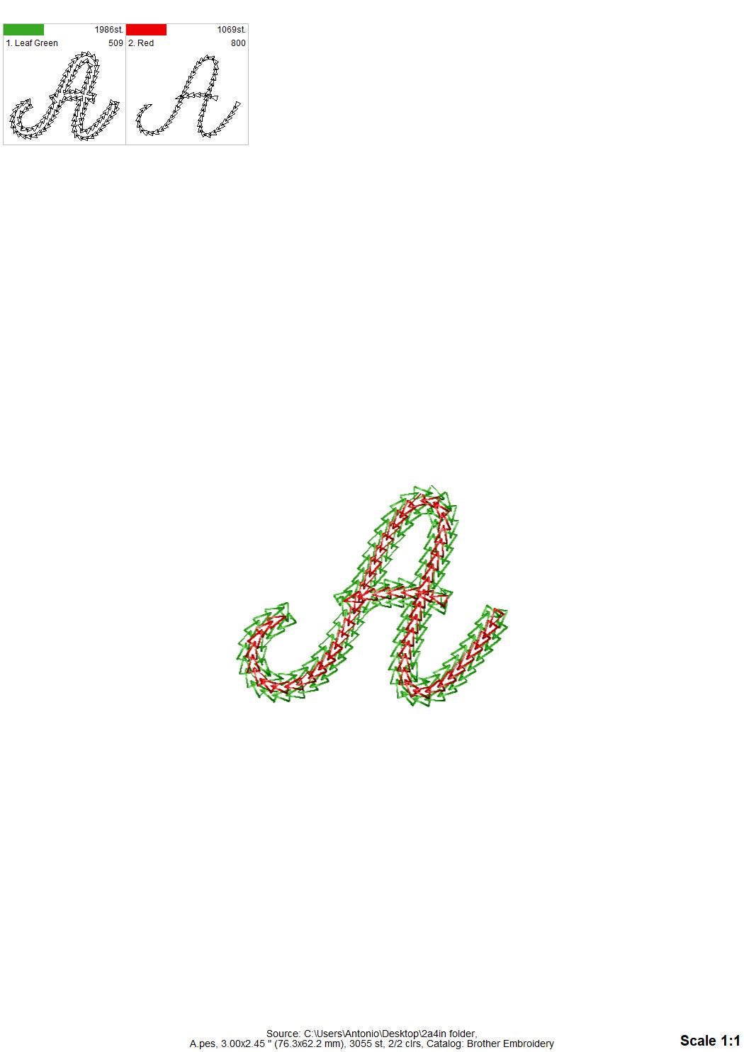 2 Color Chain Stitch FONT Chain Grace Alphabet Monogram machine embroidery designs handwritten script letters BX