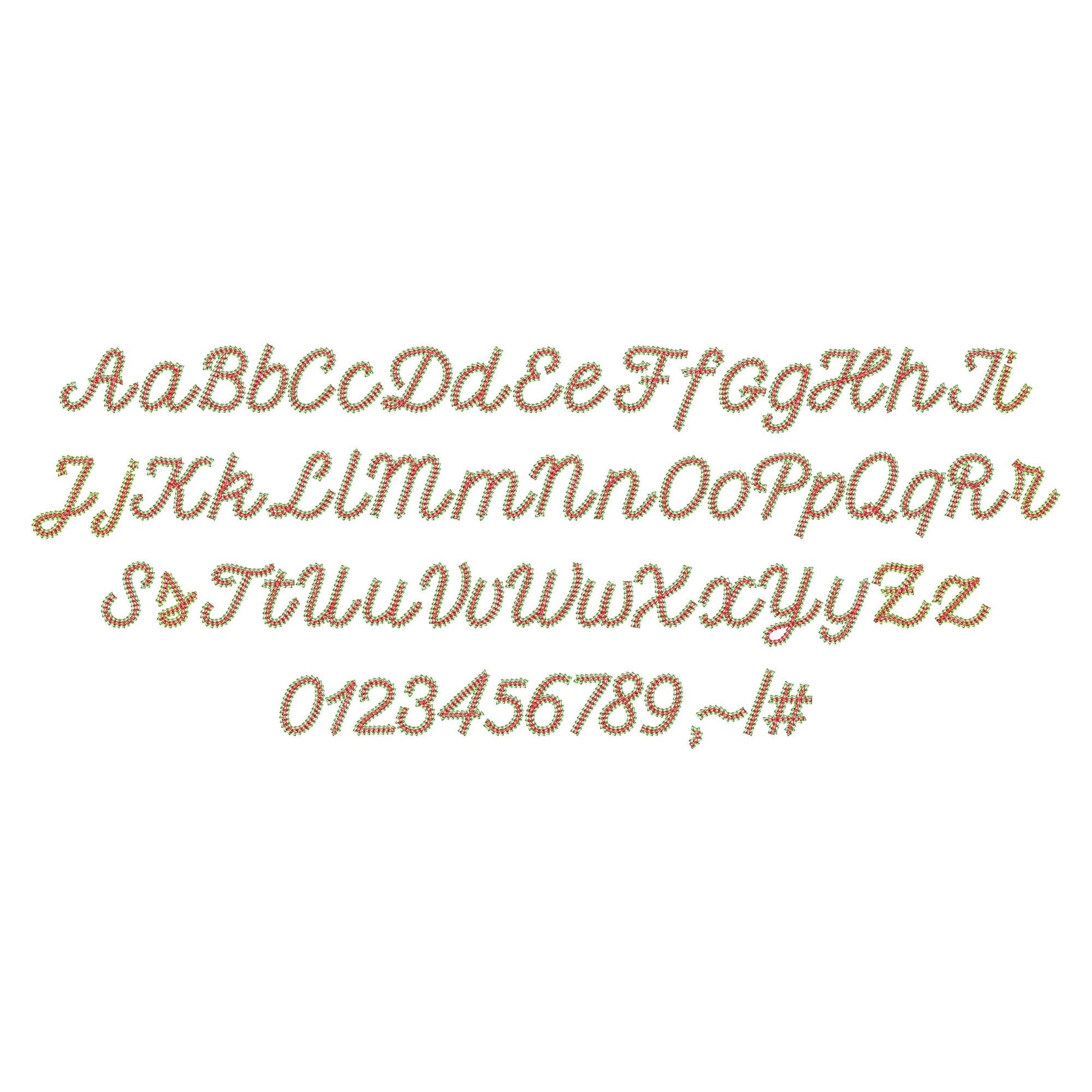 2 Color Chain Stitch FONT Chain Grace Alphabet Monogram machine embroidery designs handwritten script letters BX
