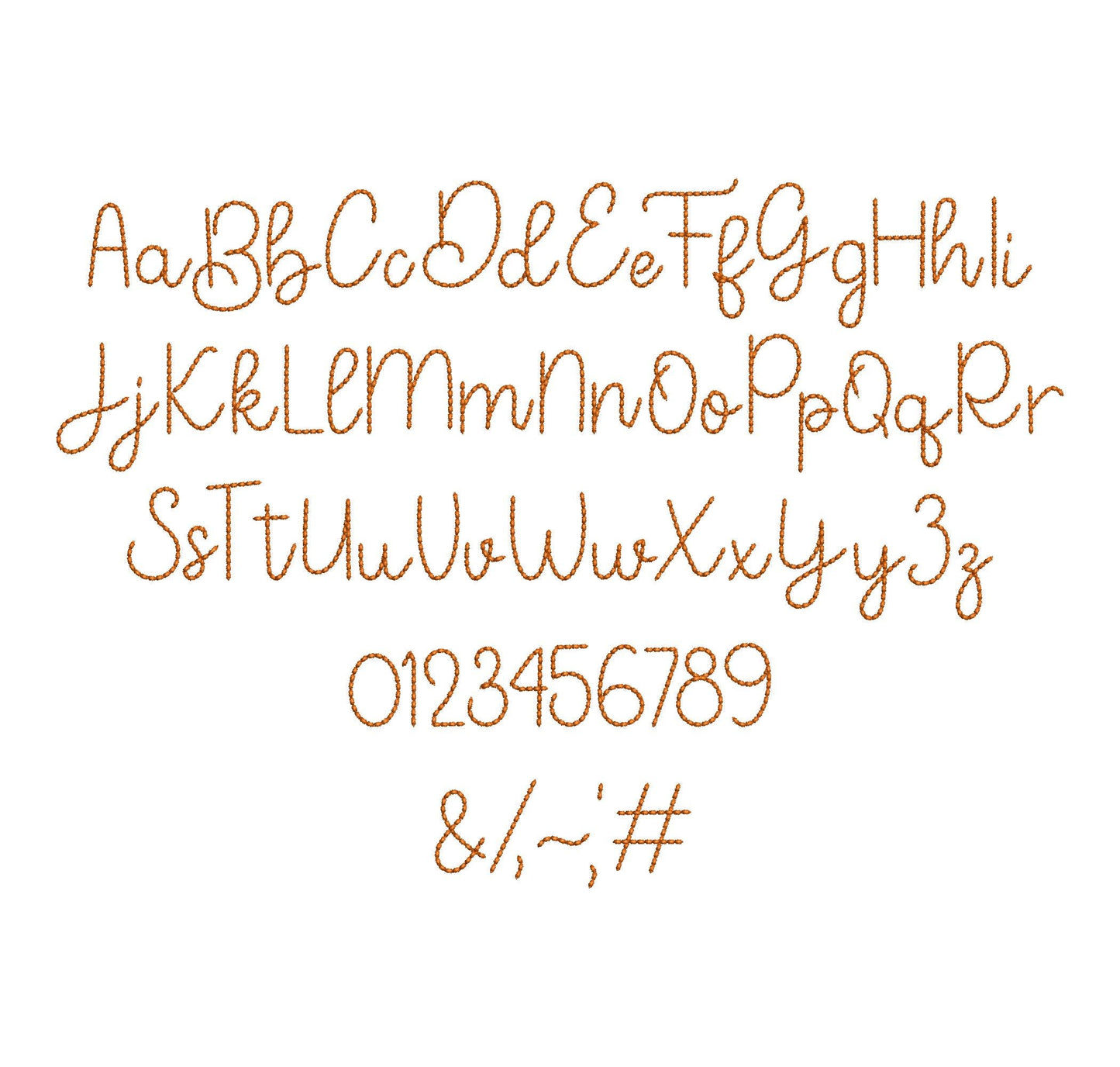 Script FONT Bare Stitch Hand Stitch Effect Alphabet Monogram Machine Embroidery Designs Bean Stitch Letters and Numbers
