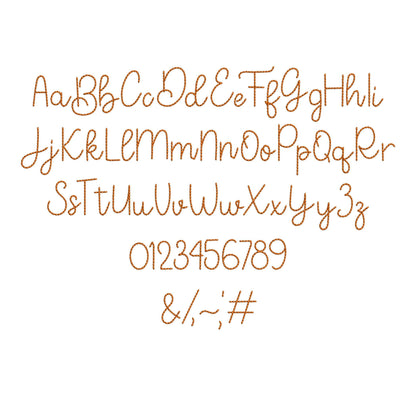Script FONT Bare Stitch Hand Stitch Effect Alphabet Monogram Machine Embroidery Designs Bean Stitch Letters and Numbers