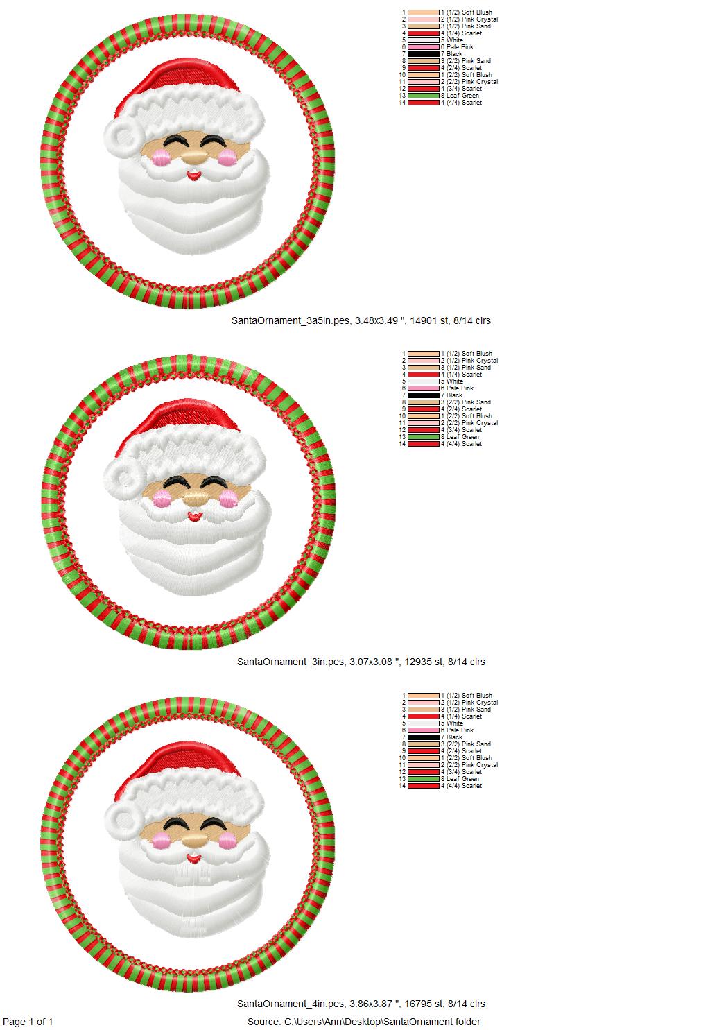 Candy satin edge with Green Red thread Fringed Santa Claus Circle Christmas ornaments decoration design