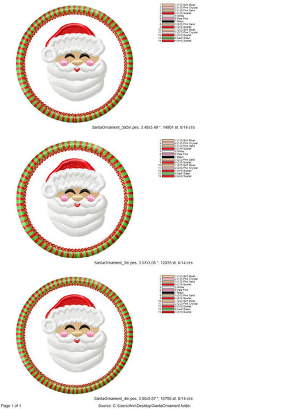 Candy satin edge with Green Red thread Fringed Santa Claus Circle Christmas ornaments decoration design
