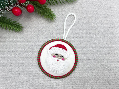 Candy satin edge with Green Red thread Fringed Santa Claus Circle Christmas ornaments decoration design