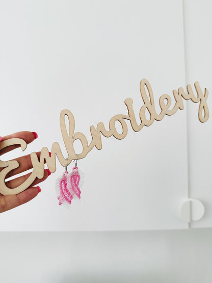 Fringed Pink Ribbon Earrings FSL